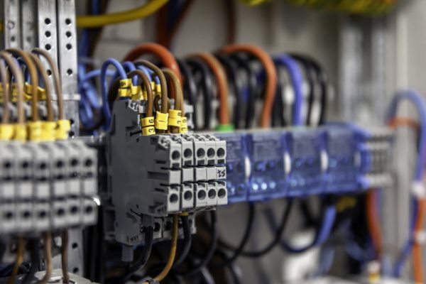 Electric control panel enclosure for power and distribution electricity. Uninterrupted, electrical voltage.